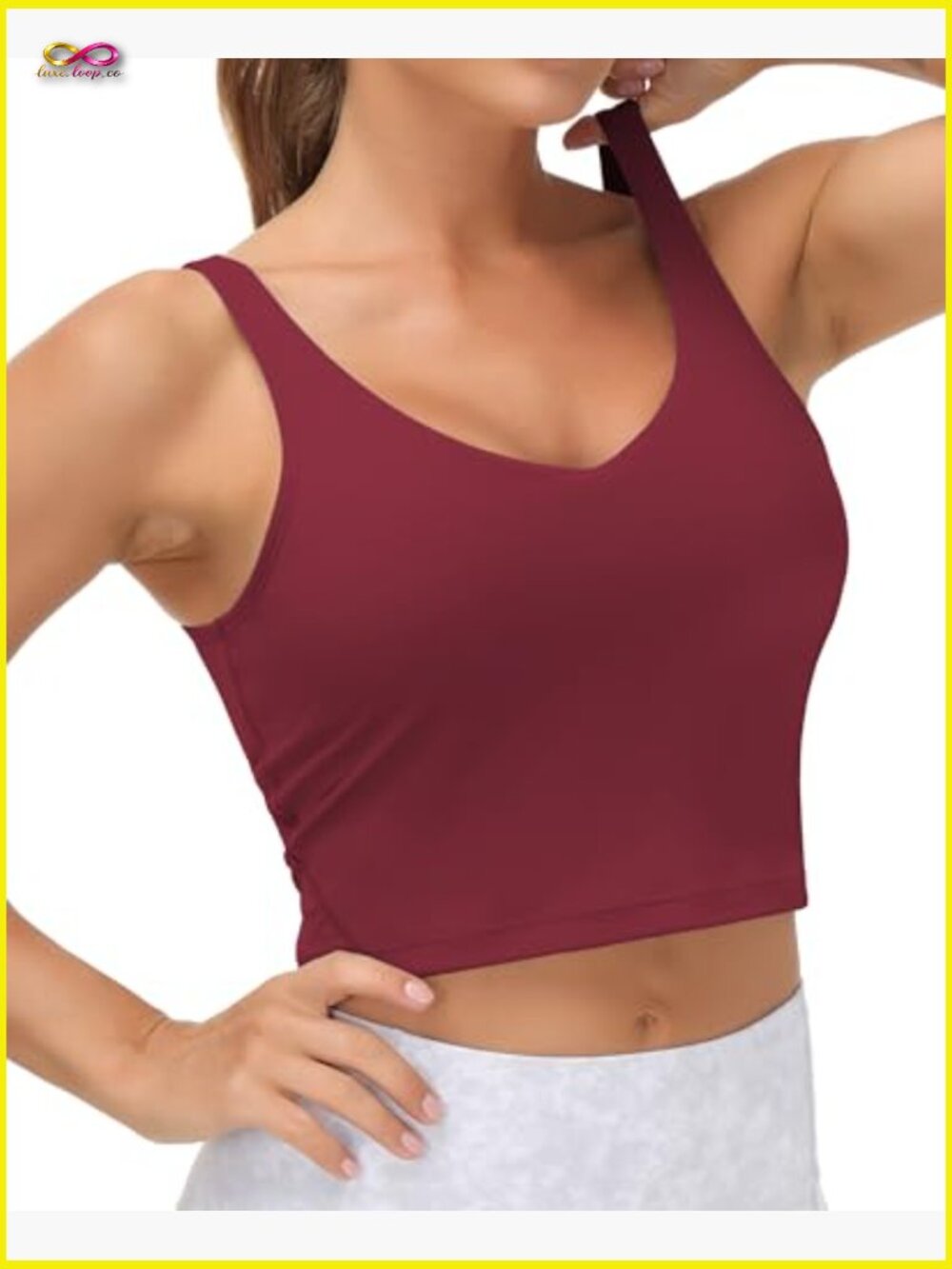 Longline Sports Bra Wirefree Padded Medium Support Yoga Workout Tank Top - Picture 2 of 7